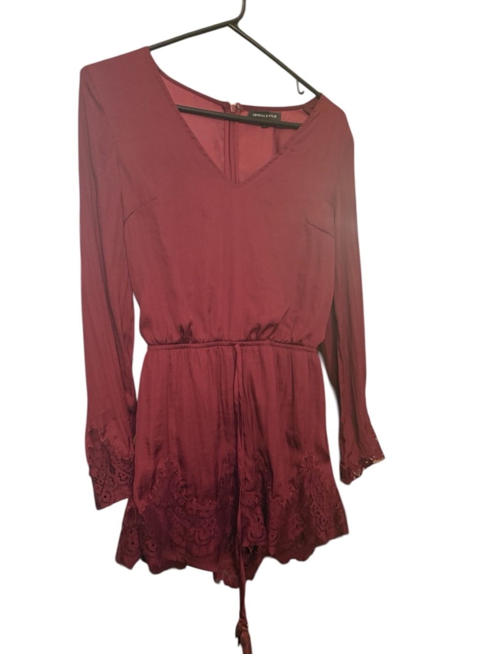 Long Sleeve Light Weight Kendall & Kylie Wine Red Womens Romper